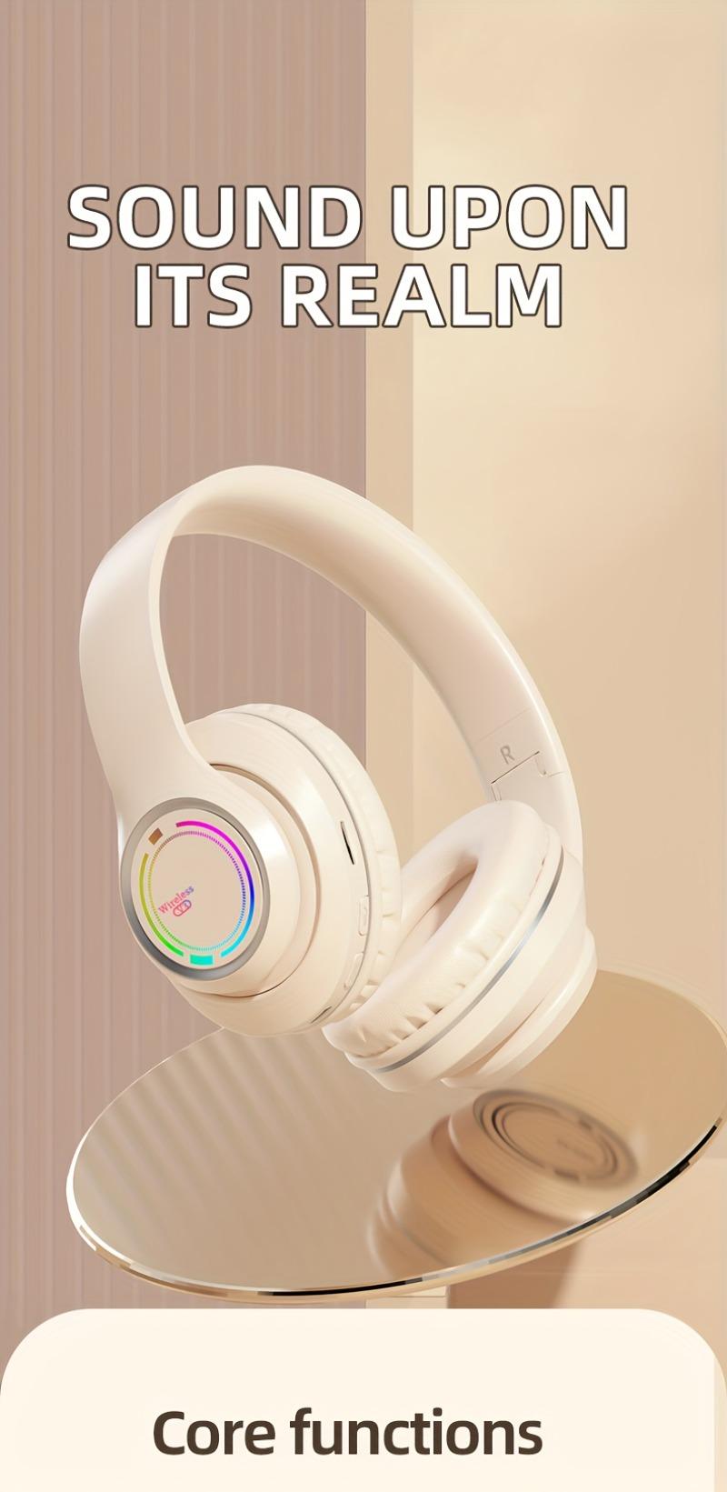 Product Introduction of Glowing Wireless Headphones with Multi-Color LED Lights, Comfortable And Foldable Design, Suitable for Tablets, Pcs, Tvs, And Phones. A Popular Choice for Birthday Travel Gifts, These Over-Ear Wireless Headphones Are Perfect for Any Occasion. 0