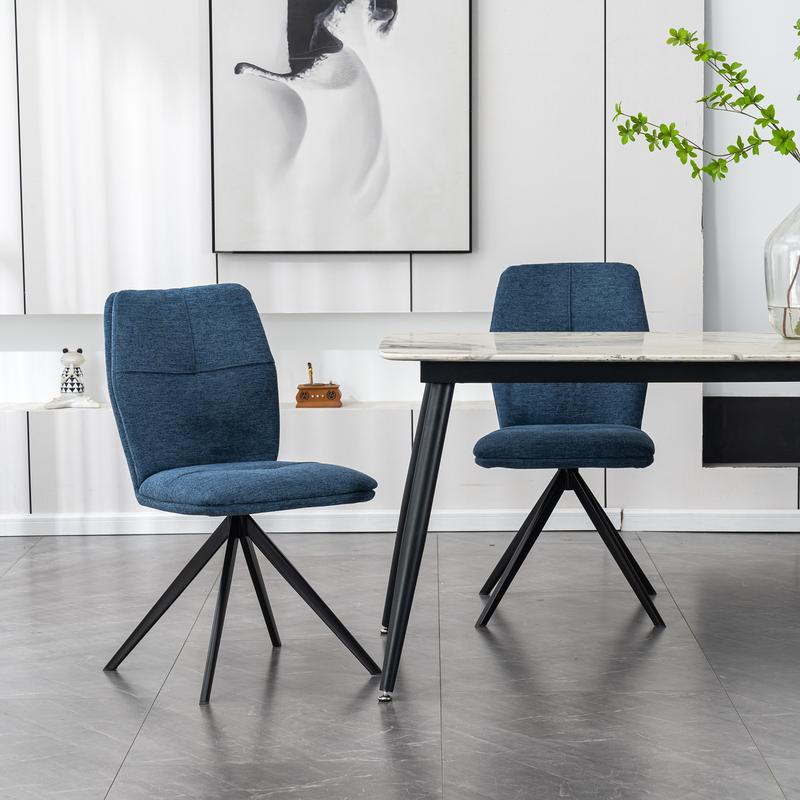 Set of 4 Luna Modern Fabric Dining Chair Padded Seat Metal Legs 5