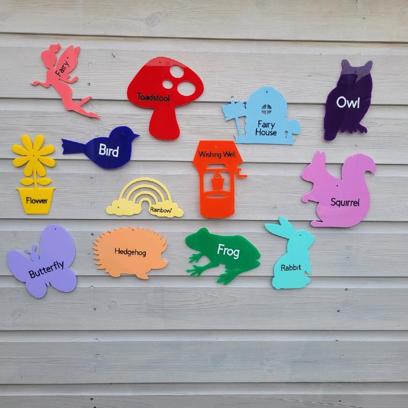 set of 14 acrylic woodland, fairy garden shapes, garden toys, decor 3