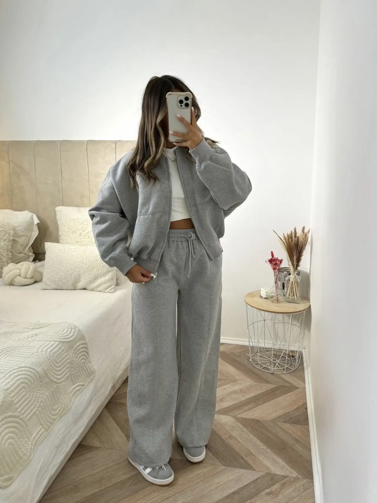 Grey Bomber Loungewear Set Bomber Jack and Straight Leg Jogger