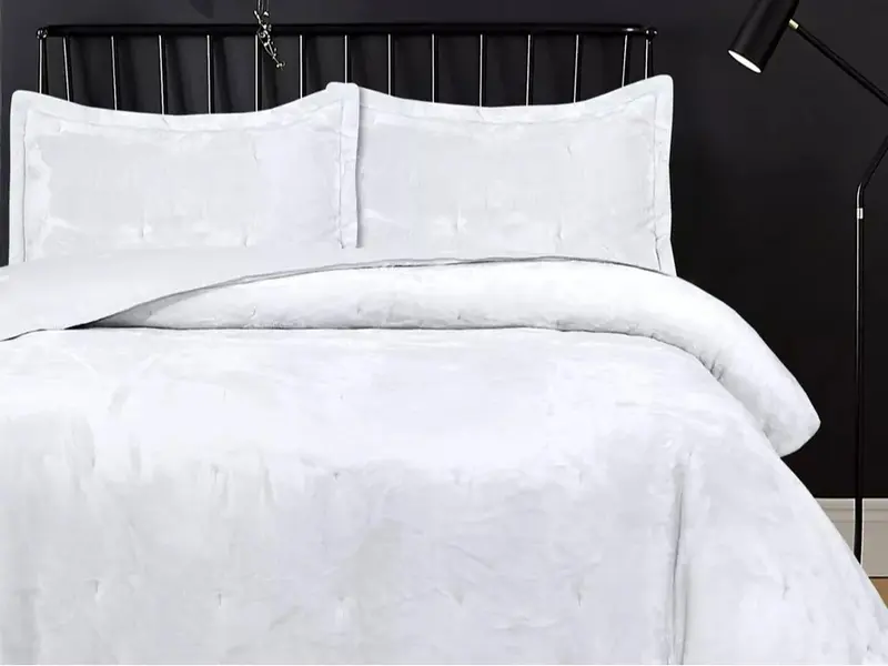 Velvet Quilted Bedspread Bed Throw & Pillow Shams Double King Size Bedding Set 8