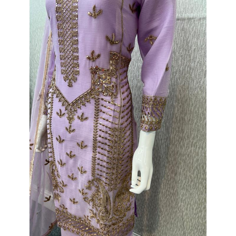Luxury Festive Chiffon Plazzo bottom Collection Lilac  DP-12 2