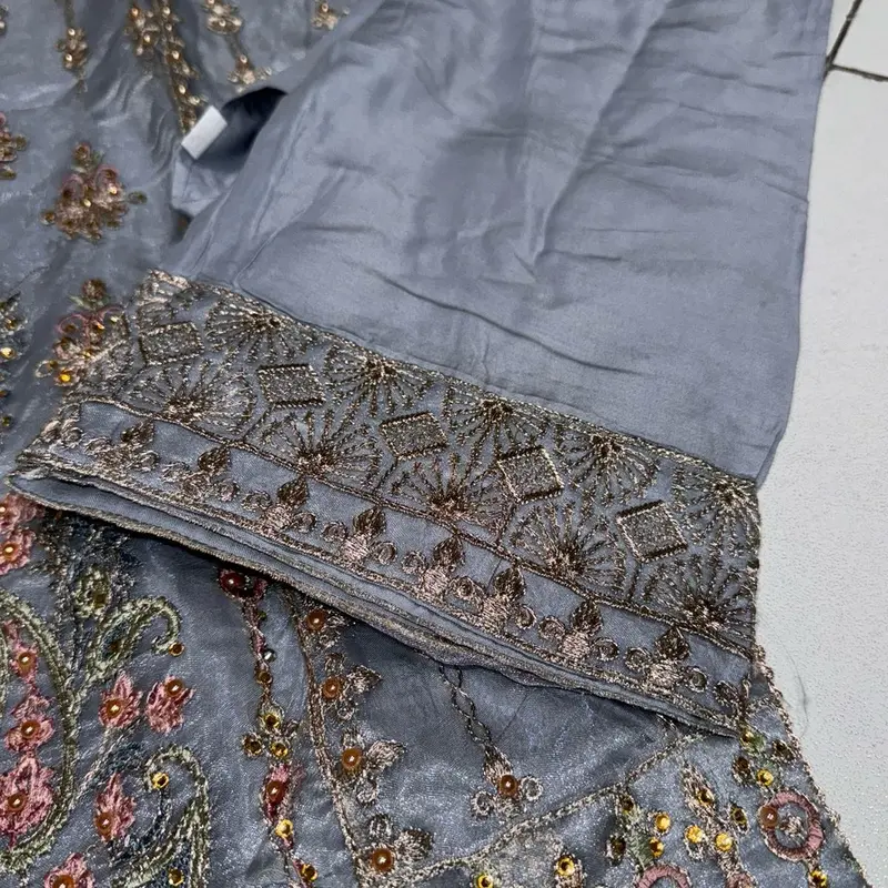 4 Colours BEGUM salwar kameez 3 piece Pakistani suit embroidered stonework S-XL 7