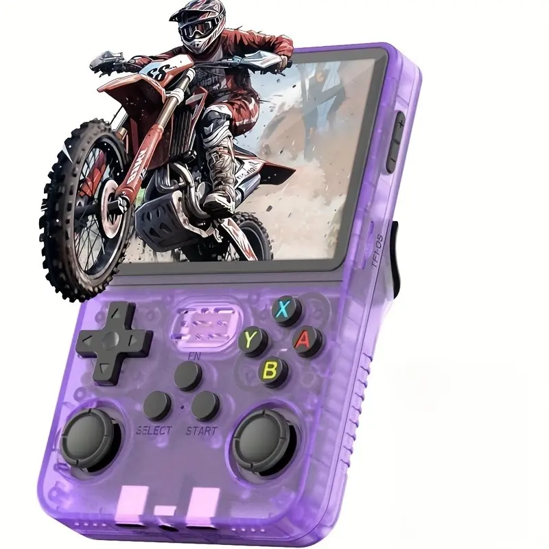 1Pc R36S Handheld Game Controller, Linux System With 32+64G TF Card, Retro Gaming Controller 3.5-inch IPS Screen Purple, Black 4