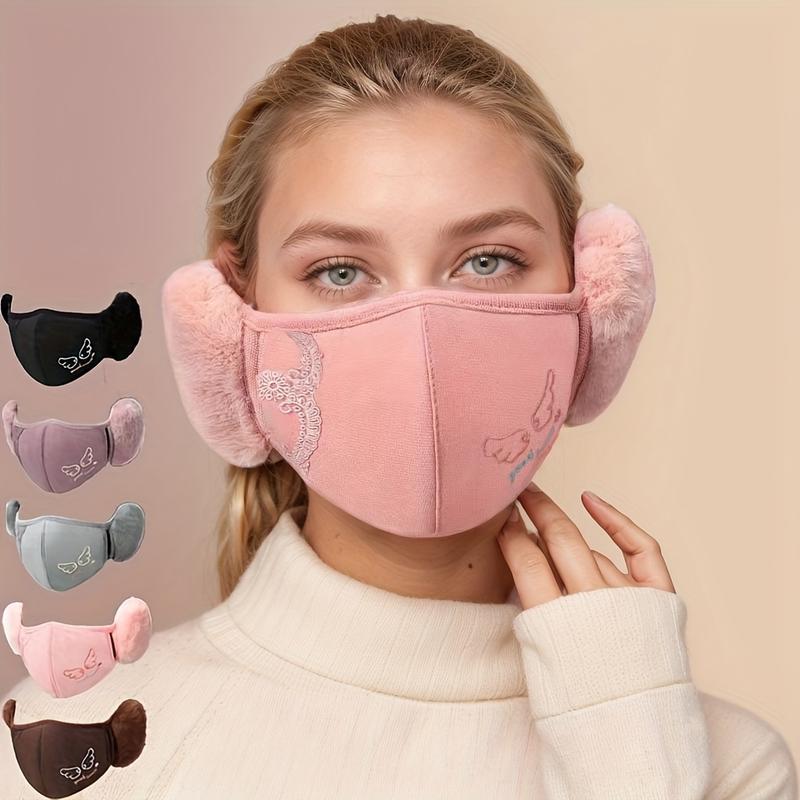 Women'S Winter Warm Ear Muff Face Mask, Unisex Thickened Windproof Breathable Ear Protector, Knitted Stretch Polyester Fabric, Hand Wash Only, Fashionable Accessory for Ladies 1