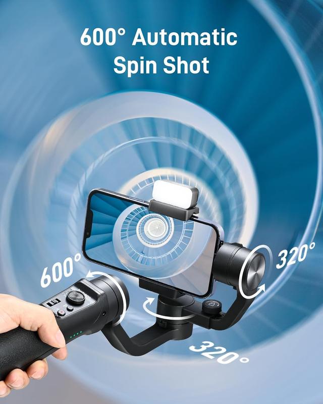 Gimbal Stabilizer for Smartphone, 3-Axis Phone Gimbal for Android & iPhone,Stabilizer for Vlogger Youtube TikTok, Video Recording with Face/Objective Tracking, Max Payload 280g, 360° Infinite Rotation 3