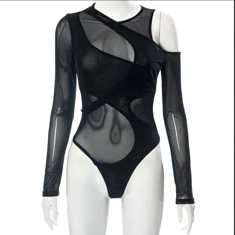Sexy Mesh Slim Fit Bodysuit for Women Pure Desire Hot Girl Hollow Out Top 5