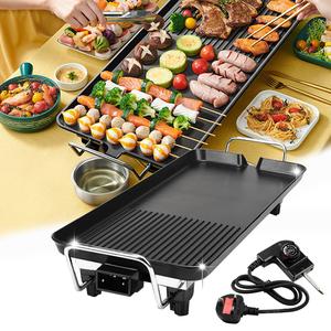 [UK Local] 15.7 x 9 inch (40x23cm) Electric Griddle Teppanyaki Grill, Nonstick Extra Large Cooking Plate for Pancake Barbecue, Indoor Outdoor Table Top Grill with Adjustable Temperature , 1360W