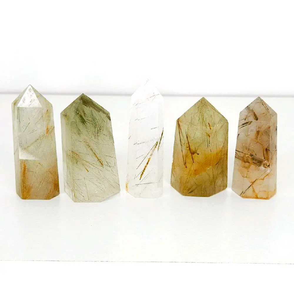 Green Rutile (Green Tourmaline) Quartz Points