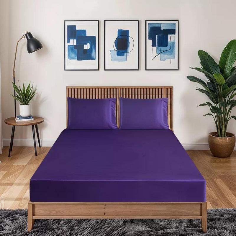 Product Introduction of 3Pcs Luxury Silk Satin Fitted Sheet Set – 40cm Deep Pocket Mattress Cover + Pillowcases (Single/Double/King) 16