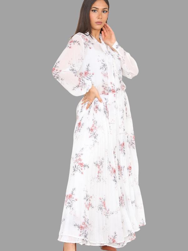 White floral chiffon Skirt with Top 2