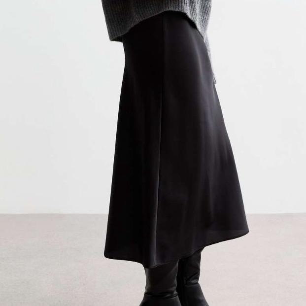 Tailored Silver Sage Green Black & Brown Midi Satn Skirt Drape  occasion Modest Women’s  Casual 2