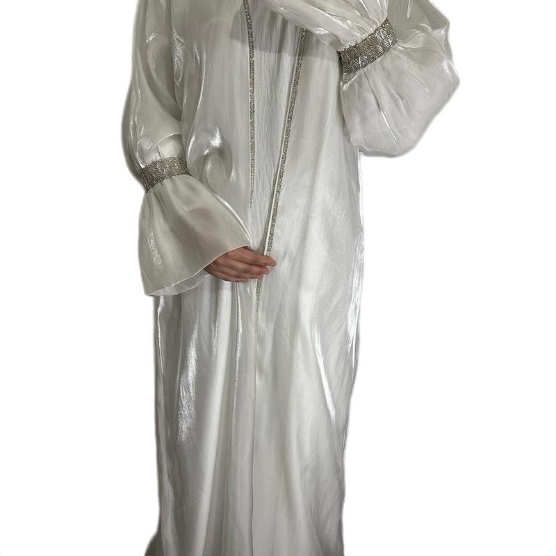 White Abaya with undergarment and scarf 4