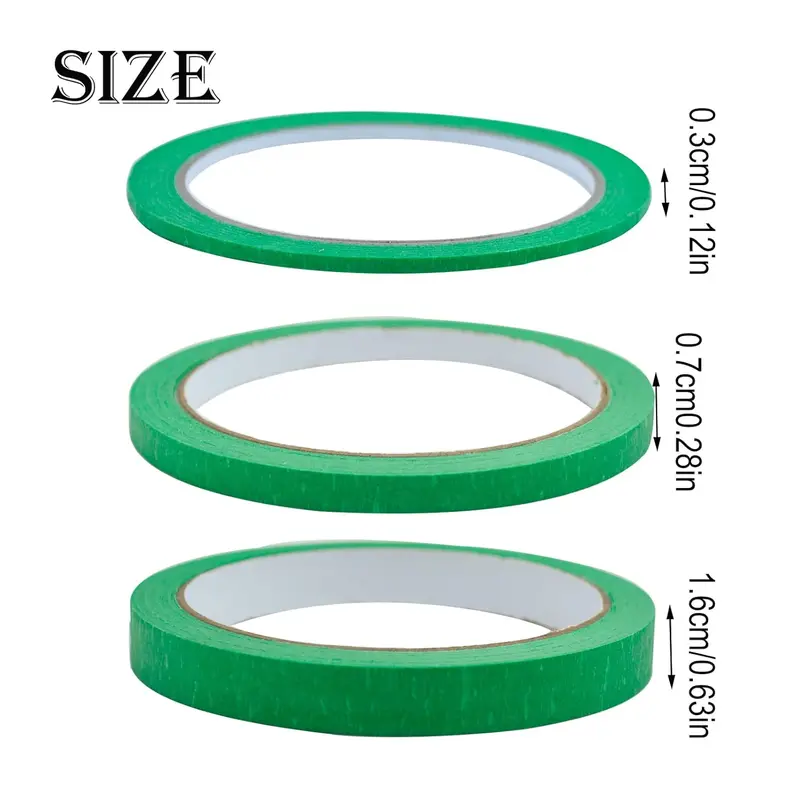 6 Rolls Green Masking Tape, Fine Line Tapes Painters Tape Artist Masking Tape 3mm/7mm/12mm Widex22 Yard Writable Masking Tape Automotive Masking Tape Premium Masking Tape for Painting and Decorating, 2