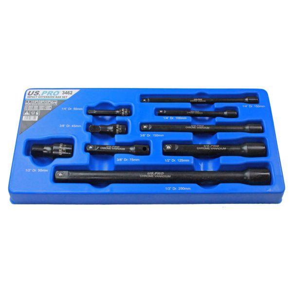US PRO Tools 9pc 1/4" 3/8" 1/2" dr Impact Extension Bar Set For Sockets 3462 1