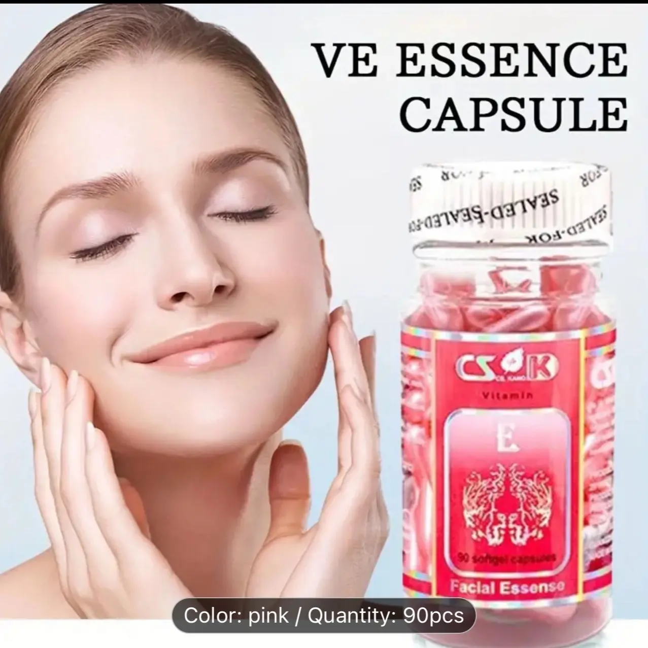 90pcs VE Rejuvenating Moisturizing Essence, Vitamin E Facial Capsules, Skin Lifting And Tightening Care, Nourishing Skin Care, Intense Hydration, Portable For Travel Moisturize Comfort