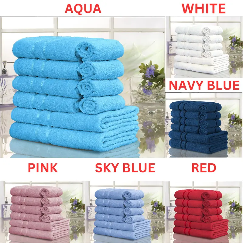 10 Piece Egyptian Cotton Towel Set - 2 Bath Towels (70cm x 120cm), 4 Hand Towels (50cm x 80cm), and 4 Face Towels (30cm x 30cm) - 500 GSM 5