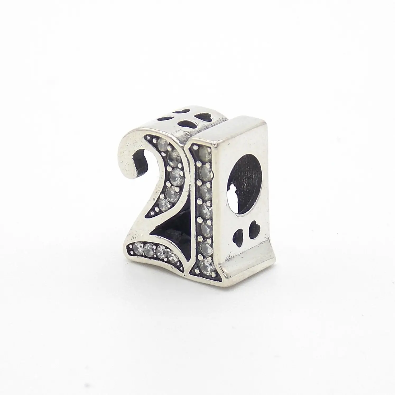 21st Bead Charm Sterling Silver 925 With Gift Box - fits Pandora Bracelet. 21 Age Birthday Bead Charm