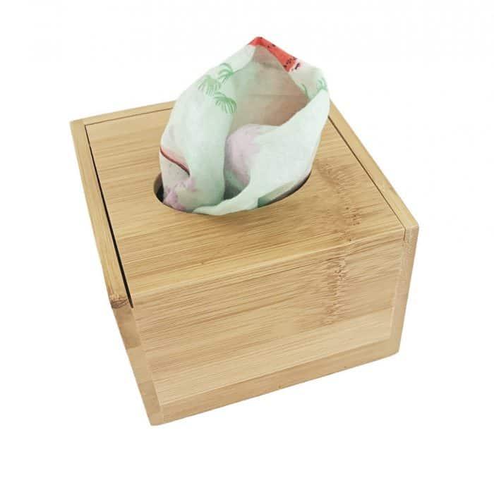 Small Wooden Tissue Box Holder Wooden Tissue Dispenser Box - Square Tissue Holder Cube - Wood Tissue Box Cover - Napkin Holder for Table Home Office Hotel Nature Bamboo Organiser For Living Room Kitchen Dining Bedroom 3