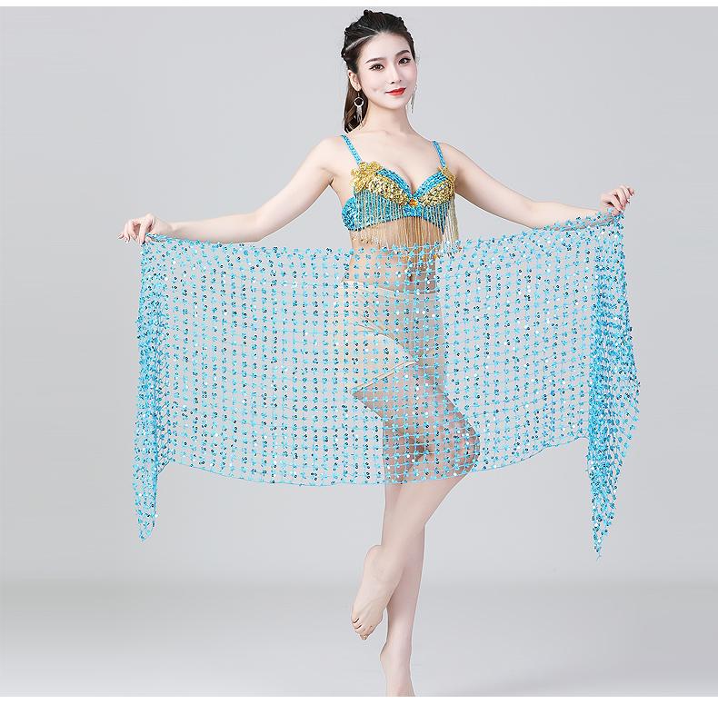 Product Introduction of Hollow belly dance hip scarf Wemen scarf dance sequins Arabic Latin hip scarf sexy belly dance belt wrap skirt 12 colors 19
