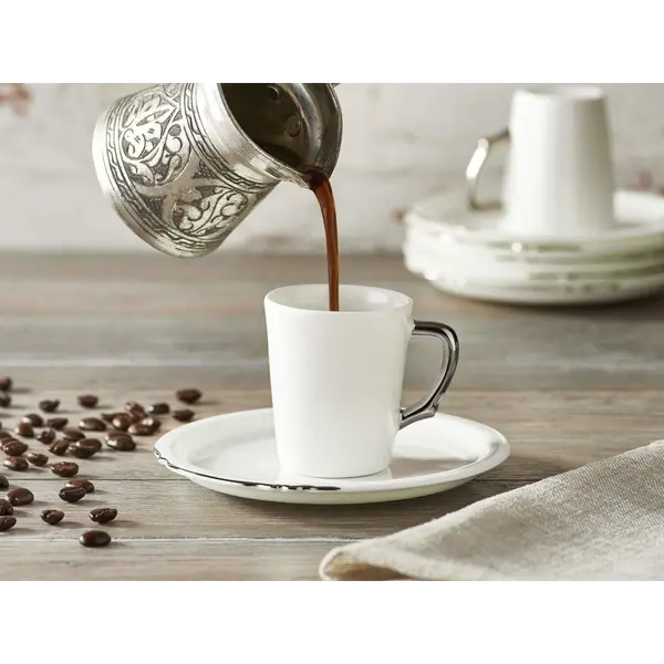 Eser-i Istanbul Coffee Cup and Saucer - White - 90 cc 2