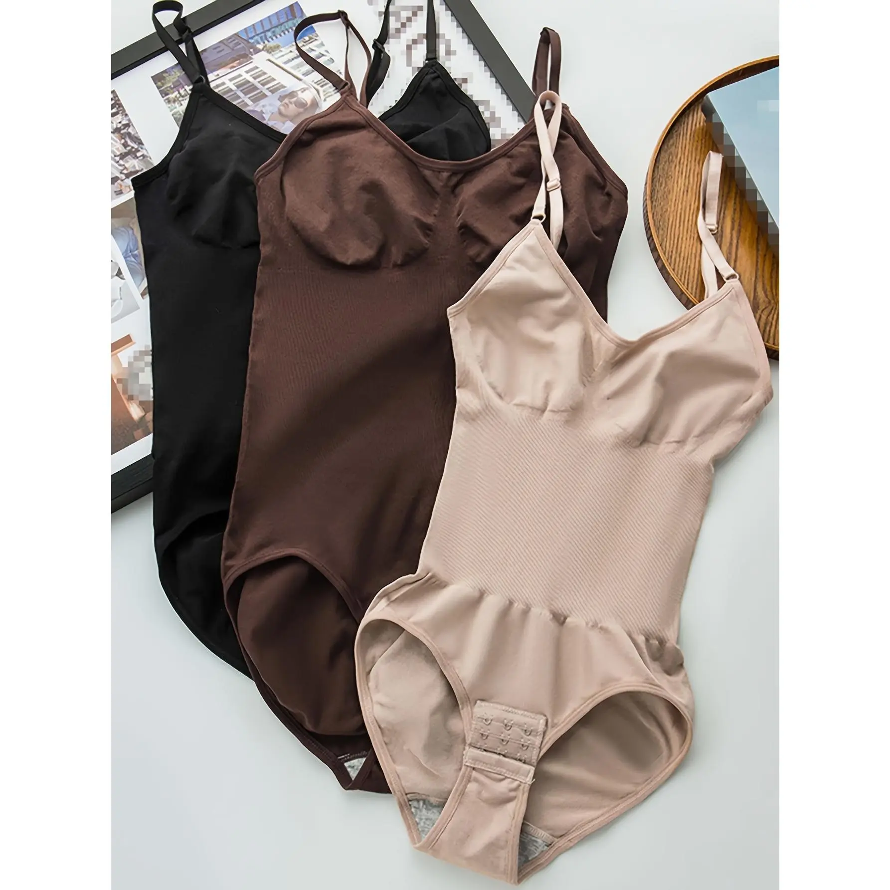 3pcs 3-Piece Seamless Body Shapers with Tummy Control, Buttock Lifting, and Hip Slimming Fabric Shapewear Womenswear Women Comfort Compression