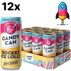 12 x Candy Can Rocket Ice Lolly Zero Sugar Sparkling Flavoured Drink (330ml Each) – Fun, Fizzy, and Guilt-Free Beverage