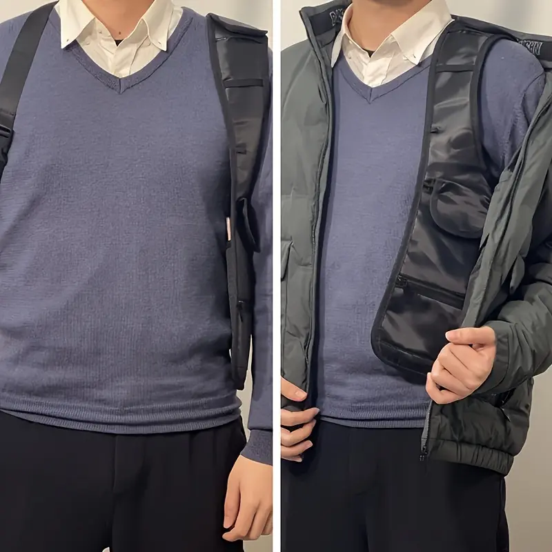 [Portable Travel Phone Bag] 1pc Men'S Underarm Invisible Shoulder Bag, Portable Anti-Theft Travel Phone Crossbody Pack, Solid Color, Knit Fabric, Slight Stretch, Neoprene 70%, Polyester 15%, Nylon 15%, Hand Washable