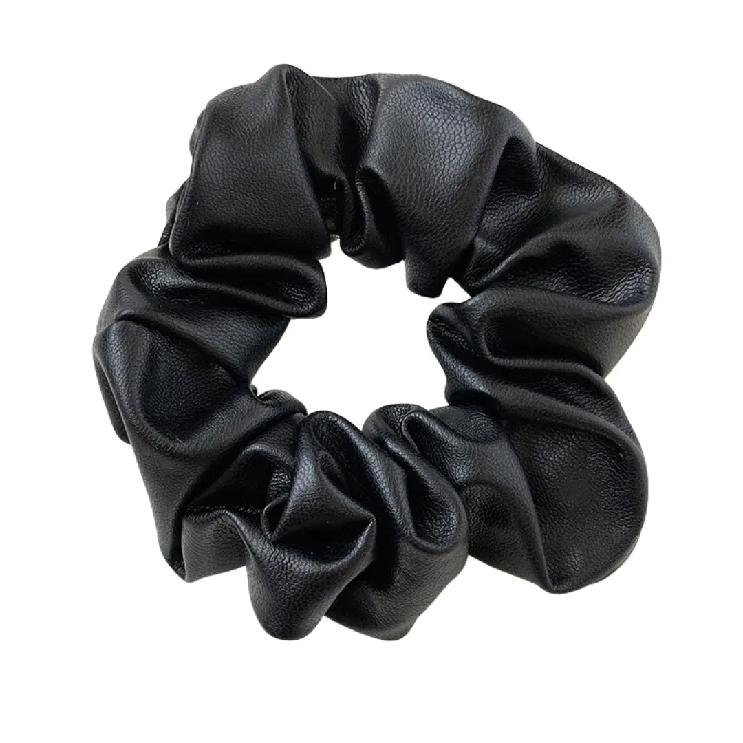 Vegan Leather Scrunchie Black
