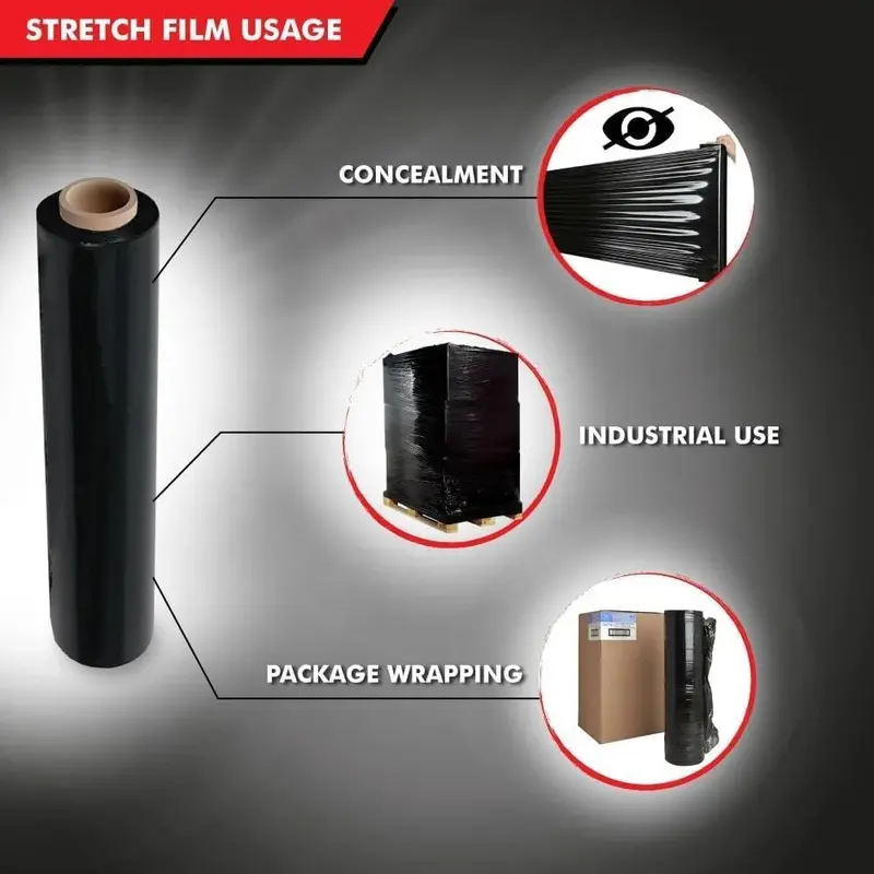 Efforias | Pack of 6 Multi Use Strong Black Pallet Wrap Film | Tear Resistant | Water & Moisture Proof Pallet Stretch Shrink Wrap| High-Quality Easy to Use Pallet Wrap 400mm x 250m 2