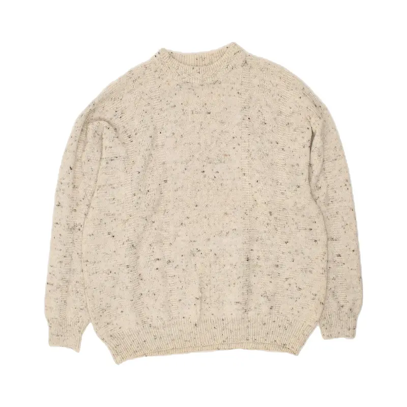 Pre-Owned Vintage CANDA Mens Crew Neck Jumper Sweater Large Beige Flecked Acrylic 0