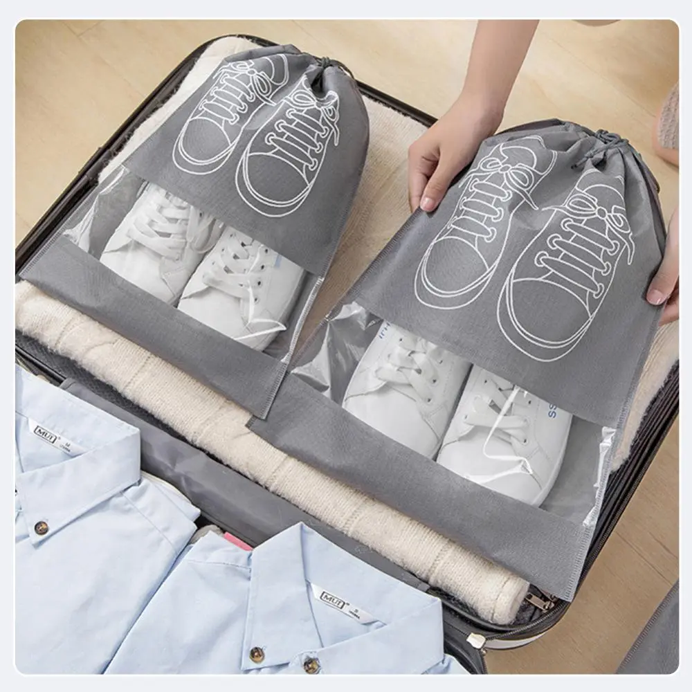 Travel Shoe Storage Bags - Durable Polyester, Non-Woven Fabric, Portable, Neutral Style