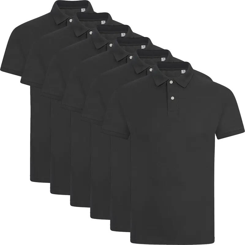 Pack of 6 Mens Polo Shirt Short Sleeve Plain Pique Top Designer T Shirt Tee Casual Classic 2
