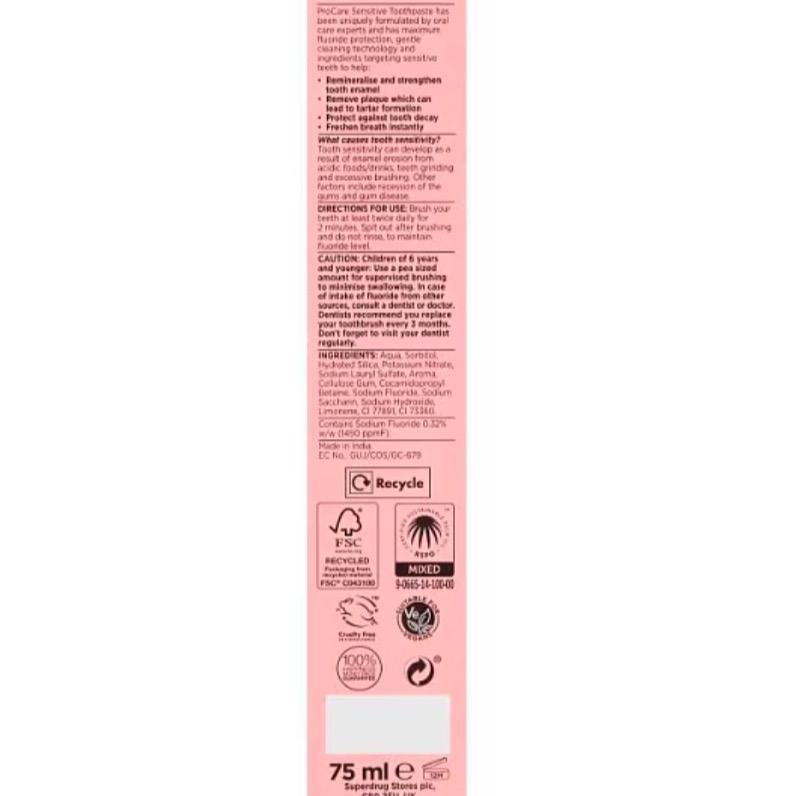 Procare Sensitive Toothpaste 75ml for Oral Care Gentle probiotic 1