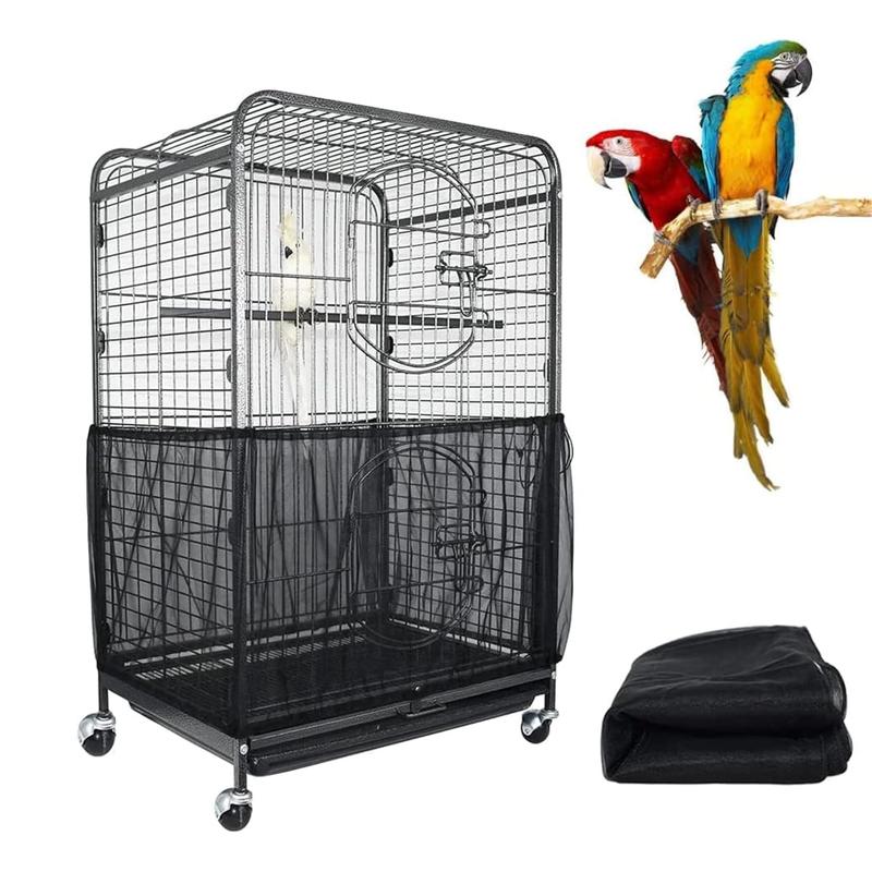 Product Introduction of Extra Large Bird Cage Seed Catcher Guard Universal Birdcage Cover Nylon Mesh Net for Parrot Parakeet Macaw Lovebird African Grey 4
