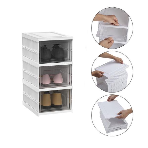 Livingandhome 3/6 Tiers Modernist Installation, Free Foldable & Stackable Shoe Storage Box, Shoe Rack Organiser 6