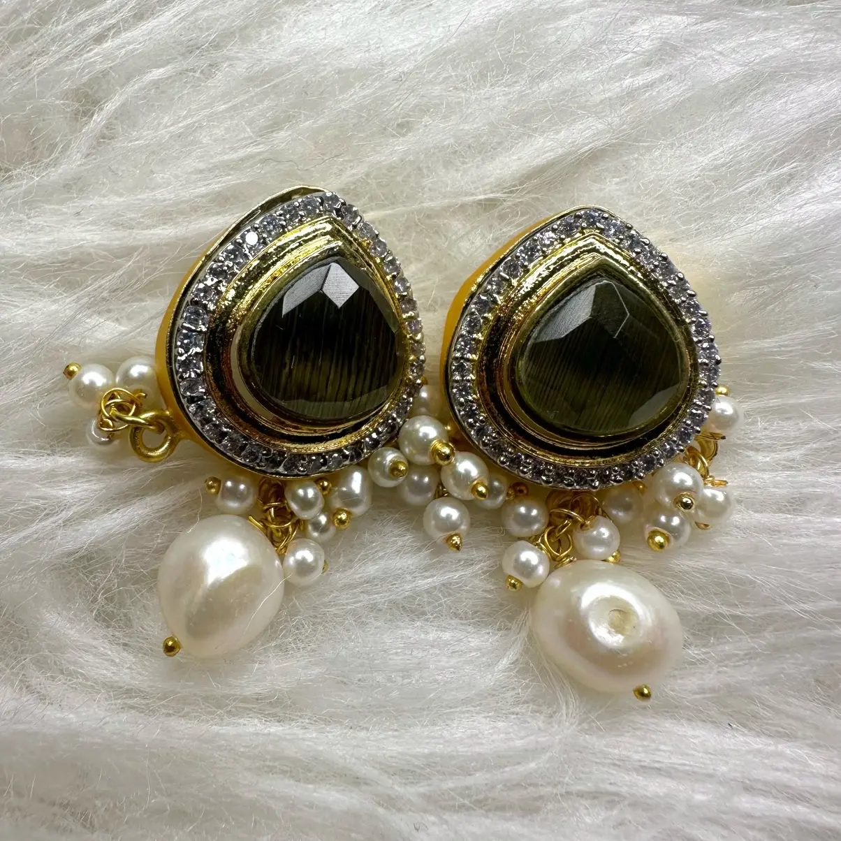 Labradorite Pearl Studs