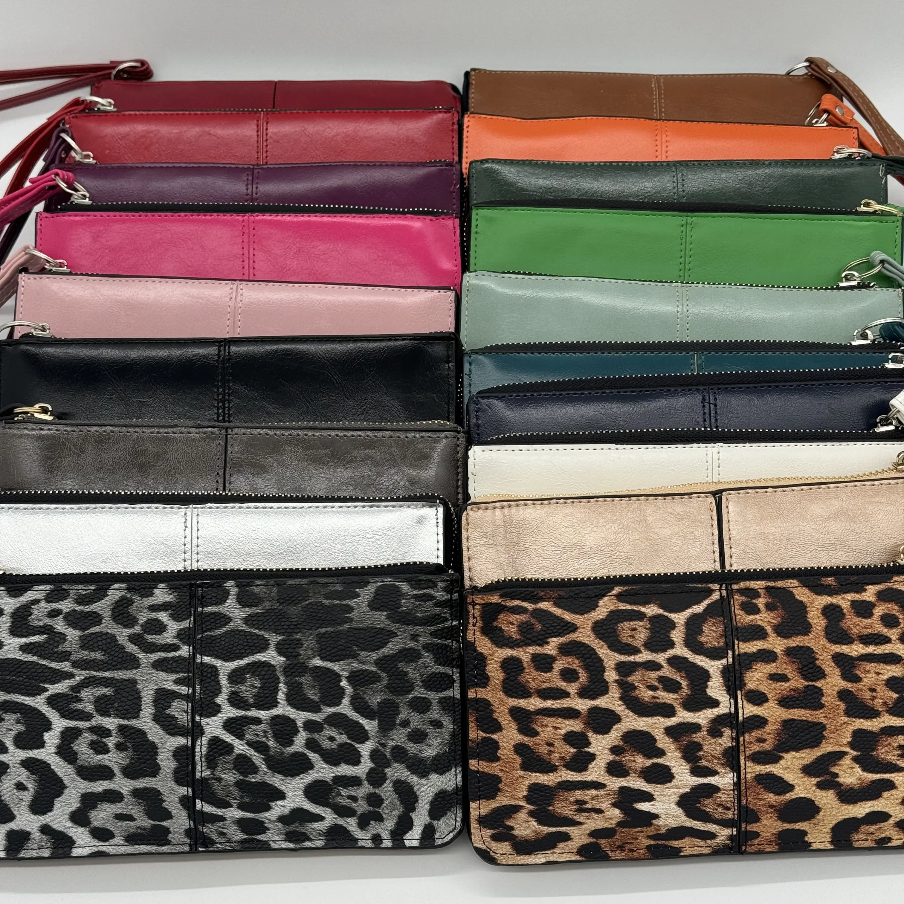 Vegan Leather Zipped Wristlet Purse Wallet