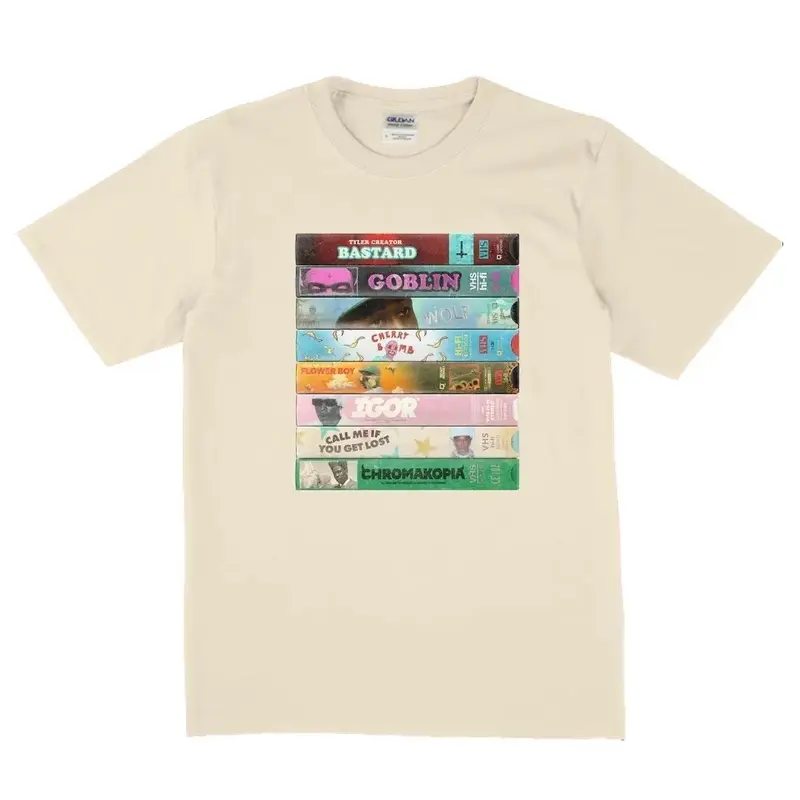 Tyler The Creator VHS Discography Tee - Rare Find | Vintage Style Hip-Hop Bootleg Shirt | 90's Rap Tee | Unique Chromakopia Design 1