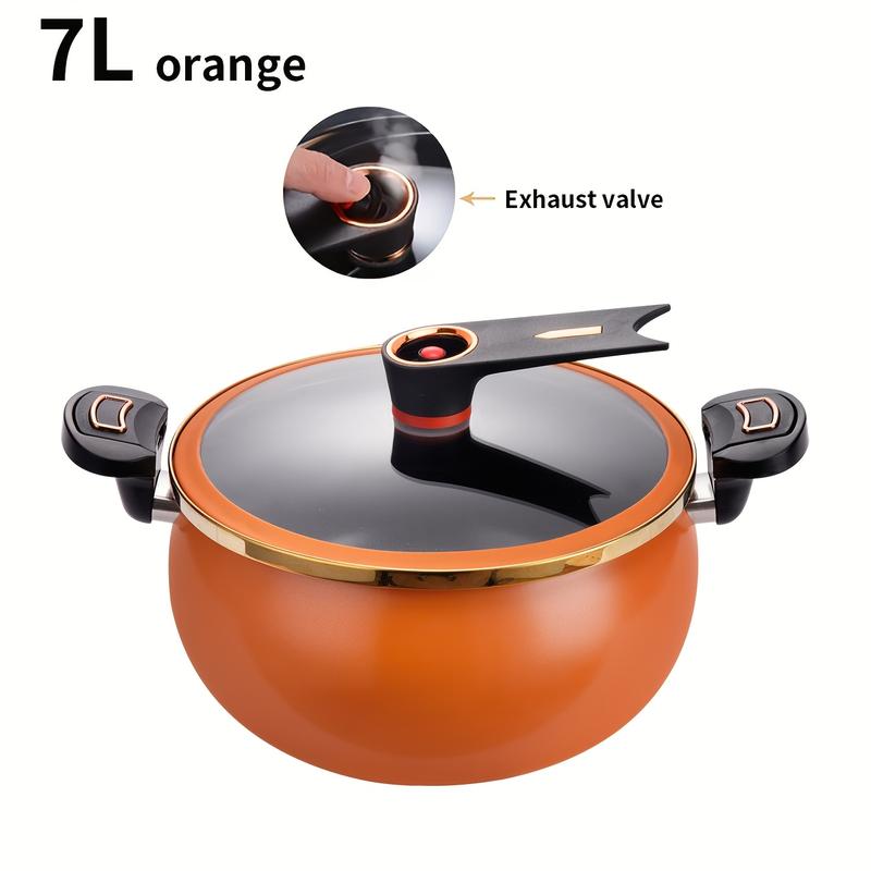 [Kitchen essentials] 1pc Fat and Chubby Soup Pot for Home Use, 7L Large Capacity, 26cm, Non-stick Pot, Suitable for Induction Cooker and Gas Cookware Black 4