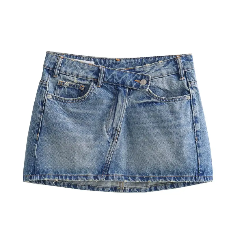 Women's Mini Skirts TRAF 2024 New Spring and Summer Fashion Women Denim Skirts Casual Chic High Street Ladies Skirt
