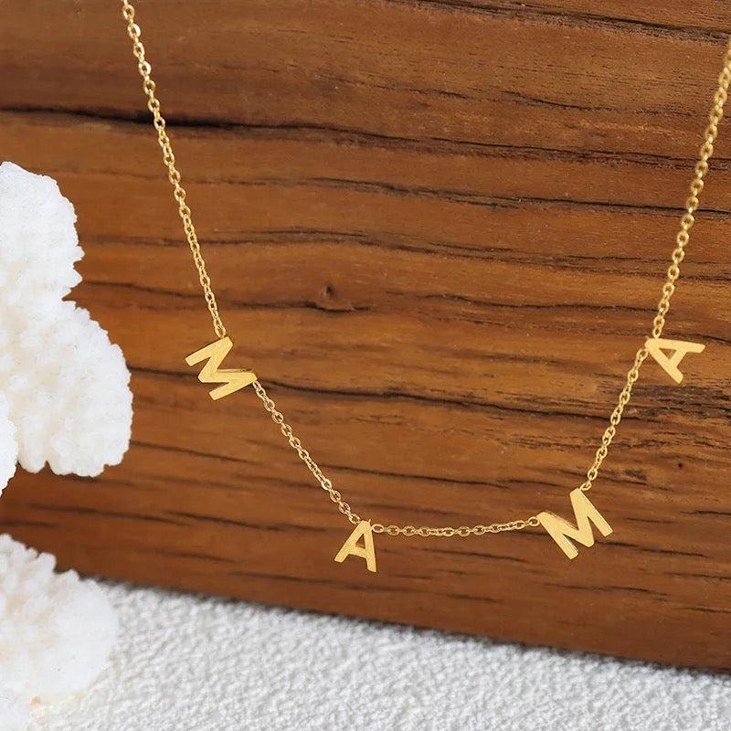 Delicate Gold MAMA Letter Initial Pendant Necklace for Mum 4