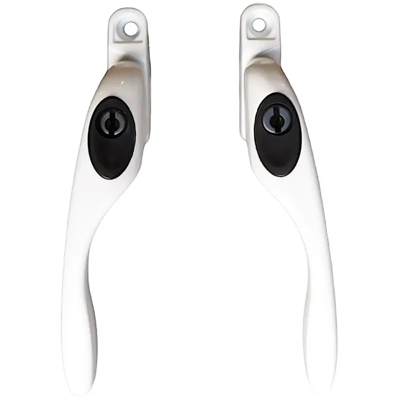 Cranked uPVC Universal Window Handle Locking Espag Double Glazing offset White