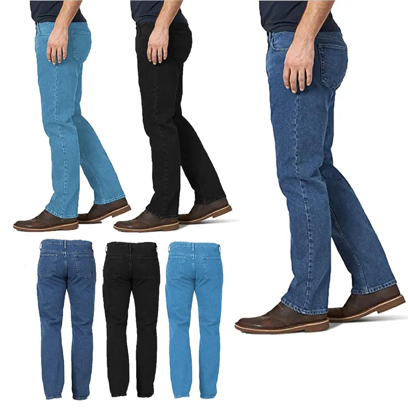 MENS STRAIGHT LEG REGULAR FIT WORK COTTON PLAIN DENIM JEANS CASUAL PANT TROUSERS basic men 0