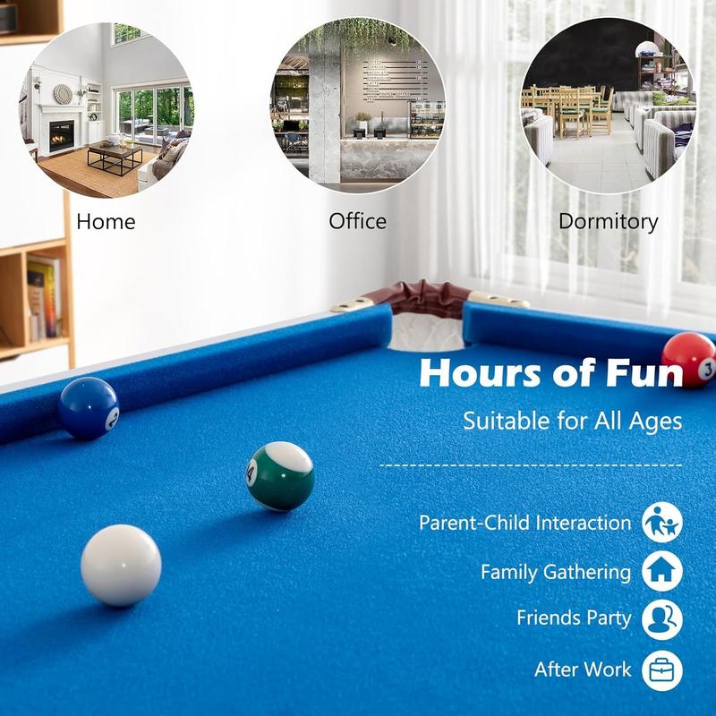 COSTWAY 4FT Billiards Table, Folding Game Pool Table with 16 Balls, 2 Cues, 2 Chalks, Triangle Rack and Brush, Portable Snooker Table Game Set for Home Party Gathering 3