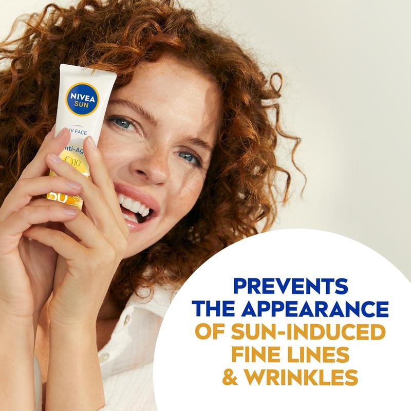 NIVEA Sun UV Face Anti-Age SPF 50 Cream (50ml), Q10 Sun Cream Protects Against UVA/UVB Rays and Premature Skin Ageing, Fights Fine Lines and Wrinkles-Sunblock cream 3