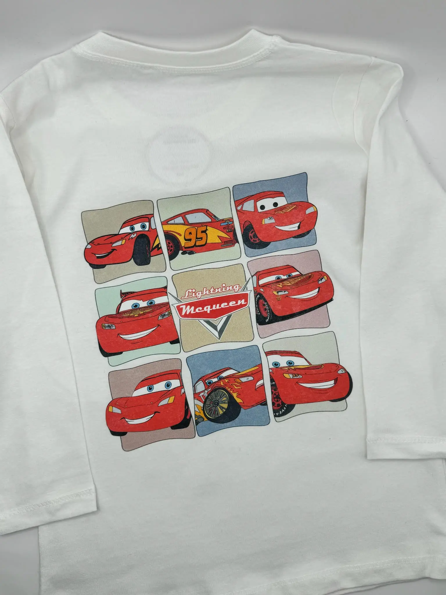 Teddys Wardrobe Children's White T-Shirt with cars Inspired Design, long Sleeves
