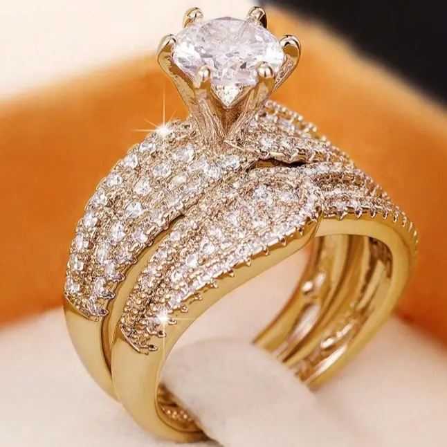 Set of 2 charming Cubic Zirconia rings for women for wedding parties and daily wear
