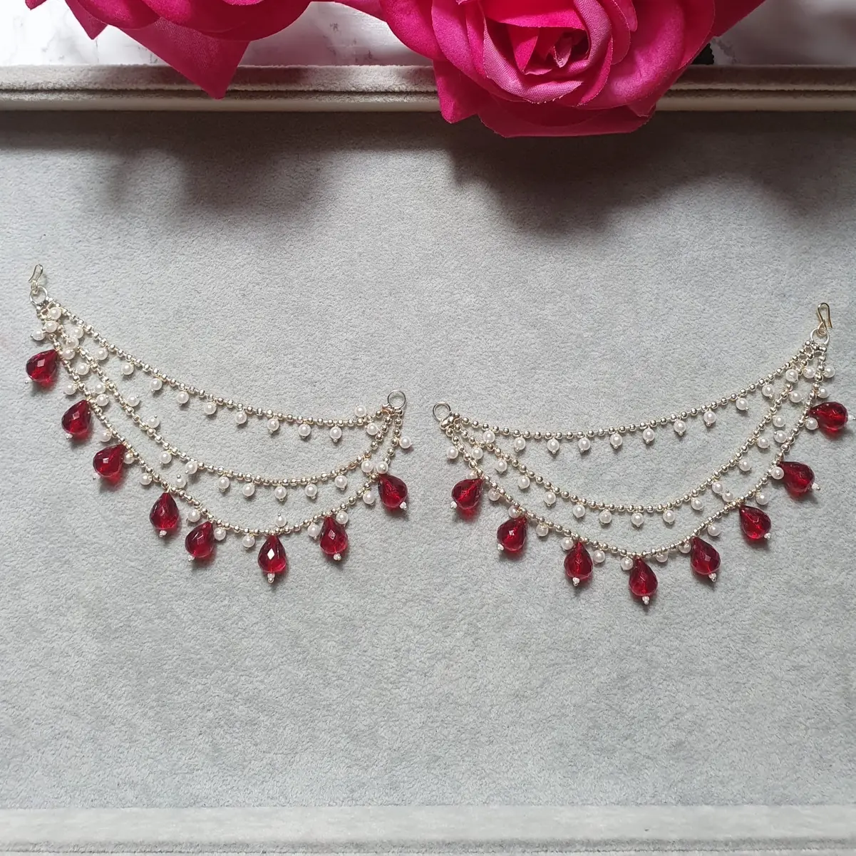 Shahara Ear Chains with Layered Colour Options mehndi bridal