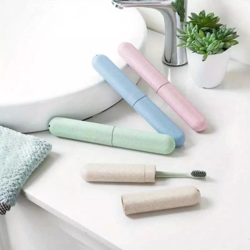 4 Pcs Eco Wheat Straw Toothbrush Travel Covers Holder Store Clean Brushes Holiday 1